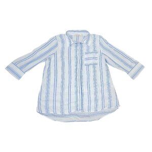 Soft Surroundings Striped Shirt Medium 3/4 Sleeve Relaxed Lightweight Coastal
